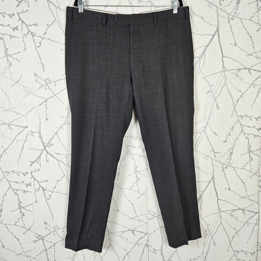 Samuelsohn Gray Jacquard Super 150's Wool Cosmo Dress Pants